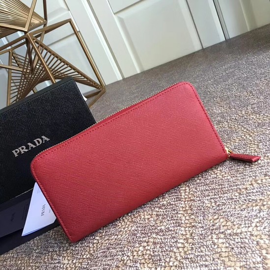 Prada Saffiano Leather Large Zippy Wallets 1MH317 red