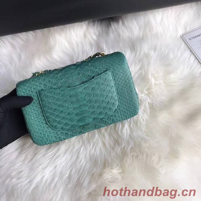 Chanel Mini Flap Bag Python & Gold-Tone Metal A69900 green