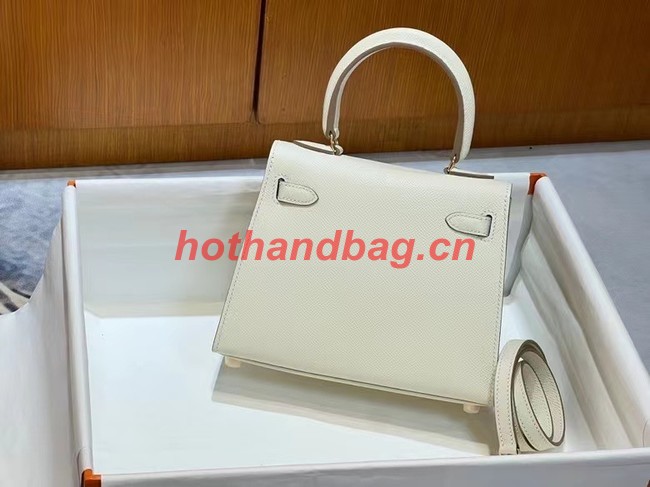 Hermes Kelly 20cm Shoulder Bags Epsom KL2750 White&gold