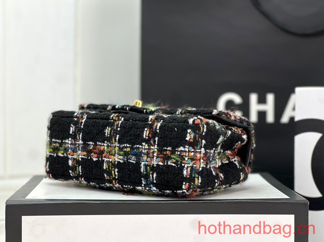Chanel CLASSIC HANDBAG Wool Tweed A1116 black