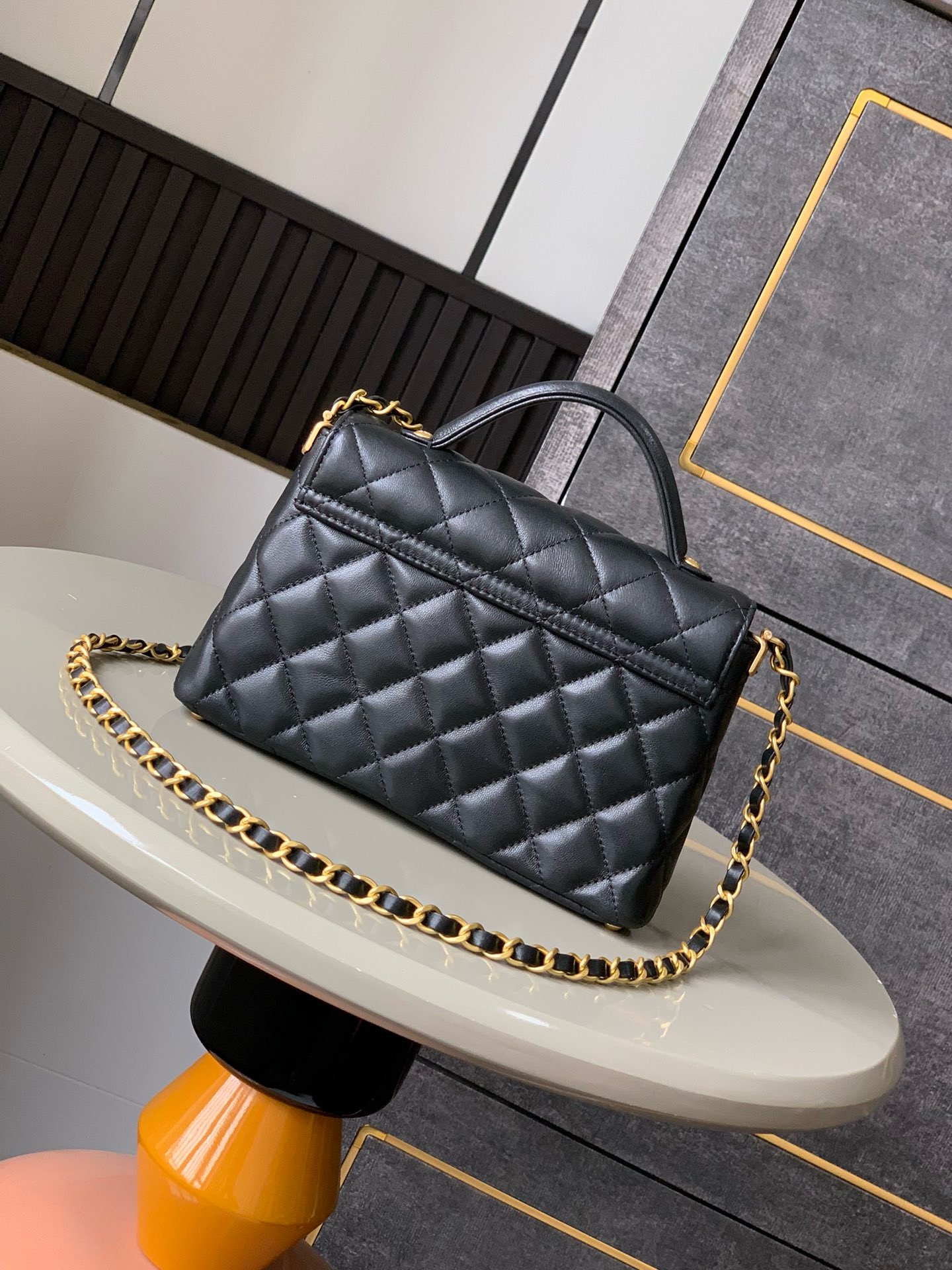 Chanel SMALL FLAP BAG WITH TOP HANDLE AS5355 BLACK