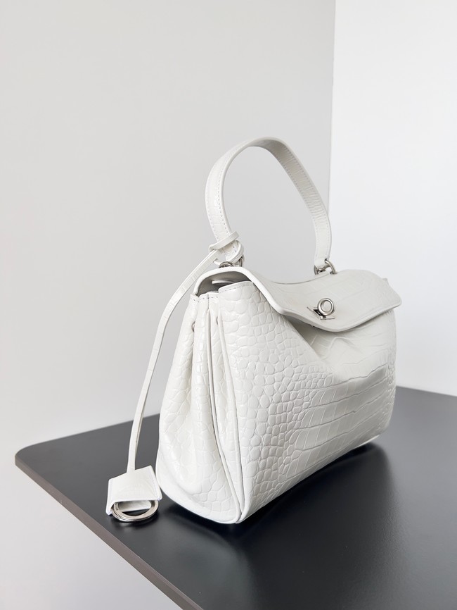 Balenciaga Rodeo Handbag crocodile skin 795457 white&Silver 