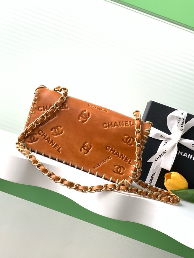 Chanel FLAP BAG AS3266 brown