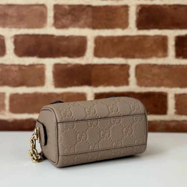 GUCCI GG EMBLEM SMALL BOSTON BAG 815256 Taupe