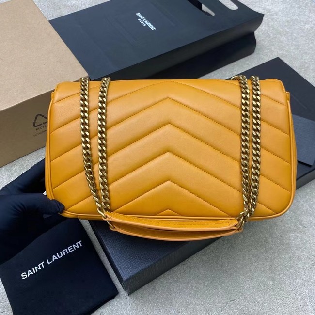 SAINT LAURENT LOULOU MEDIUM IN MATELASSE LAMBSKIN 801439 SUNFLOWER