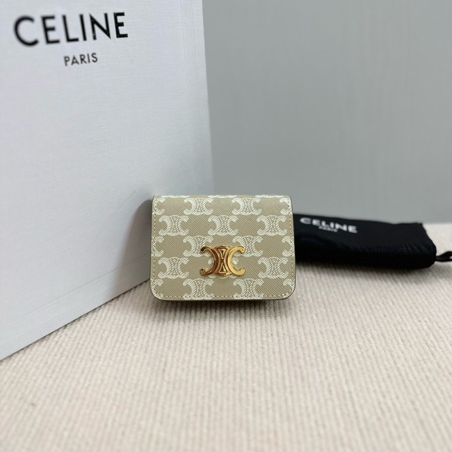 Celine TRIOMPHE COMPACT WALLETIN TRIOMPHE CANVAS 10K623 Off-white
