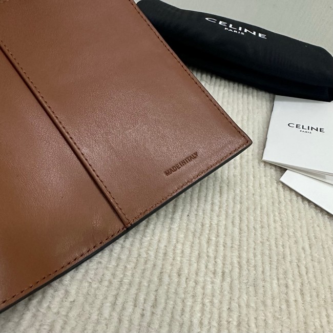 Celine COMPACT WALLET TRIOMPHE CHARMS IN TRIOMPHE CANVAS AND LAMBSKIN 10M103 tan