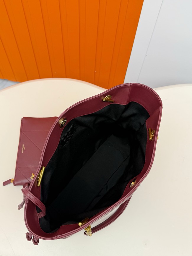 SAINT LAURENT JAMIE SHOPPING SMALL IN LAMBSKIN 833948 ROUGE CABERNET