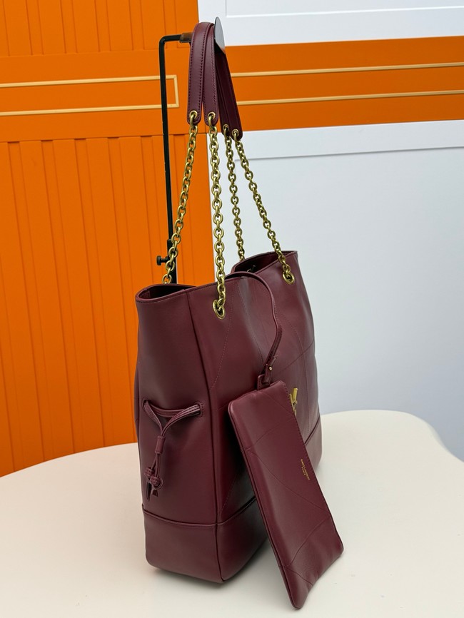 SAINT LAURENT JAMIE SHOPPING IN LAMBSKIN 809824 ROUGE CABERNET
