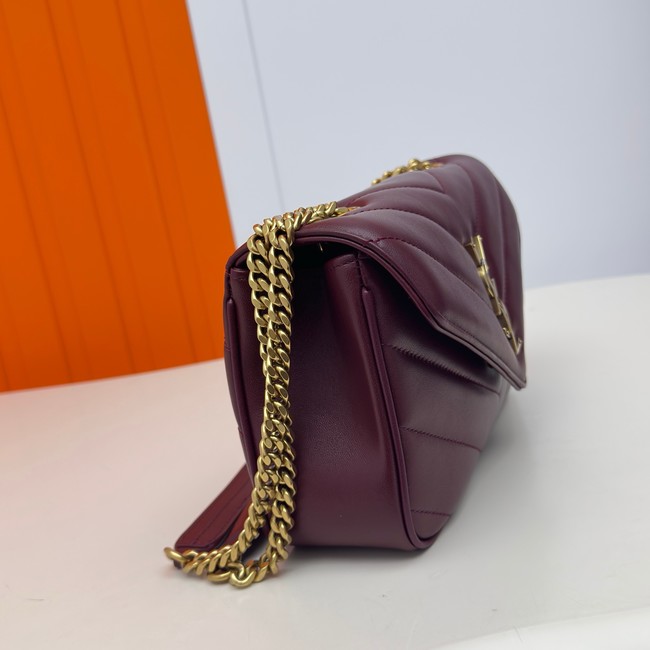 SAINT LAURENT LOULOU SMALL IN MATELASSE LAMBSKIN 801437 ROUGE CABERNET