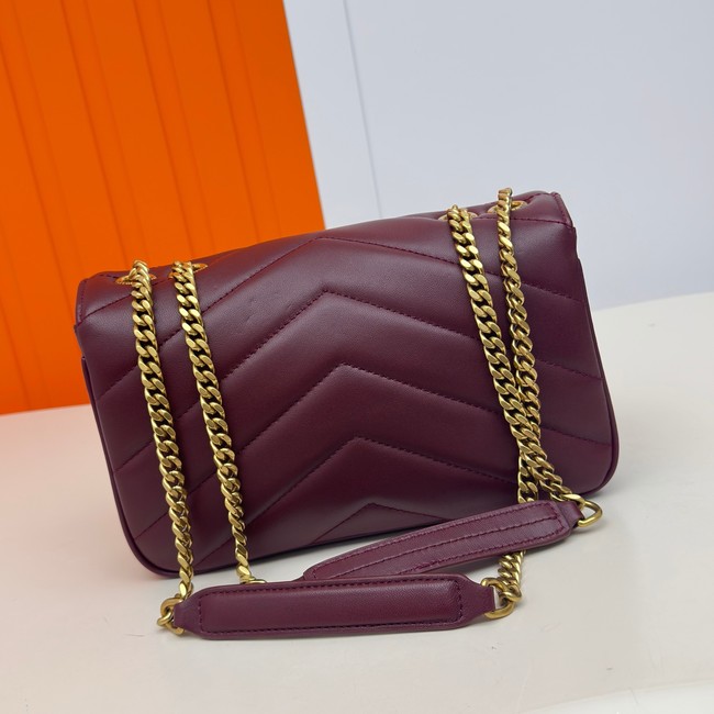 SAINT LAURENT LOULOU SMALL IN MATELASSE LAMBSKIN 801437 ROUGE CABERNET