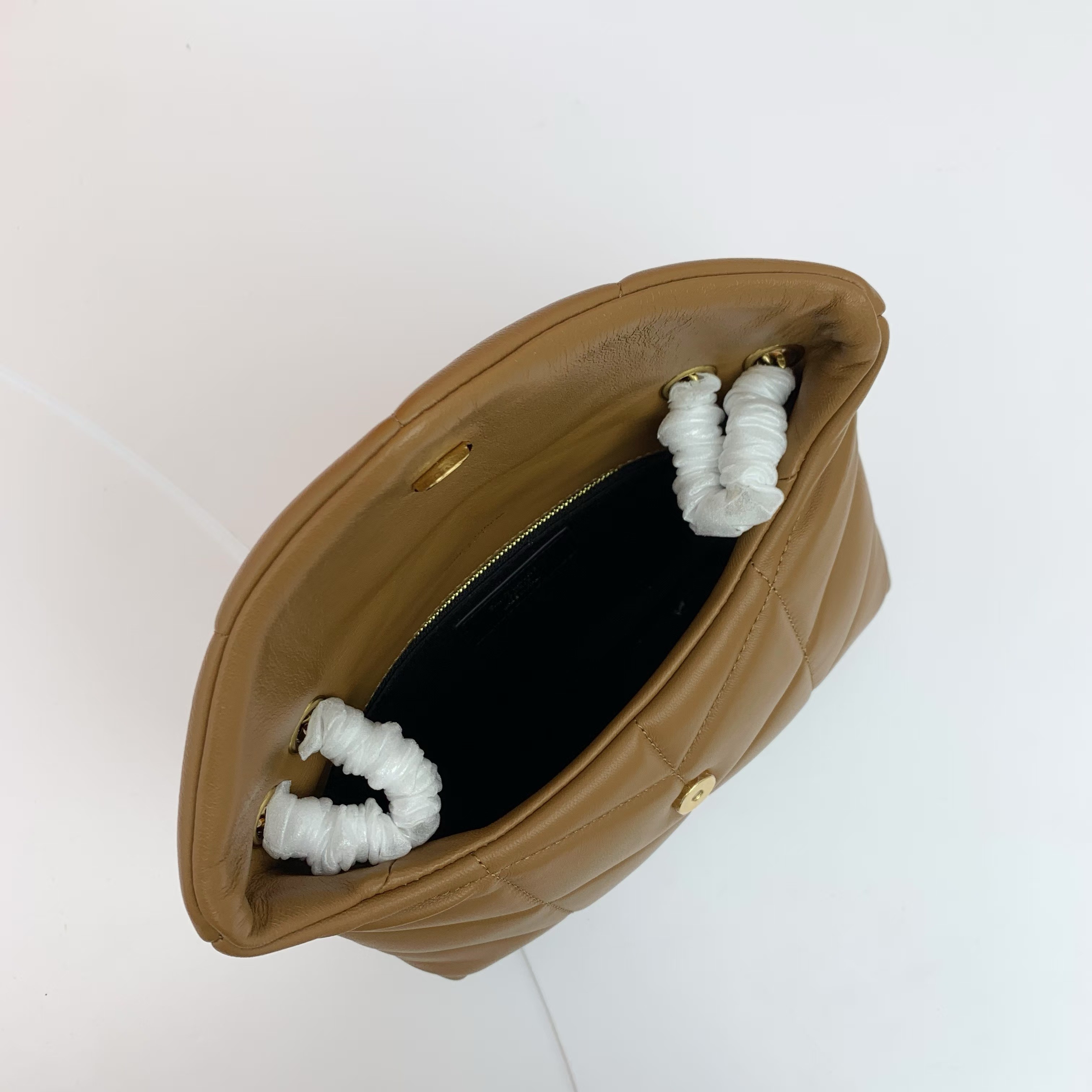 SAINT LAURENT TOY PUFFER IN LAMBSKIN 759337 DARK CORK