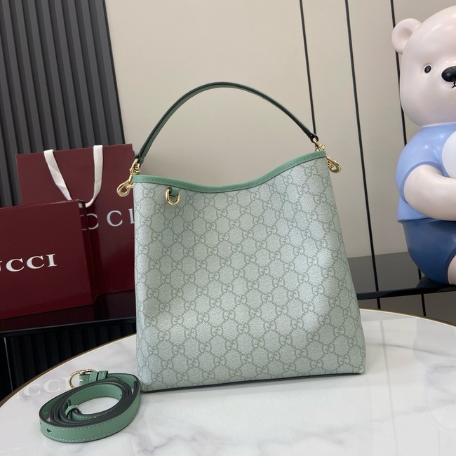GUCCI GG EMBLEM MEDIUM BUCKET BAG 815103 Sage green