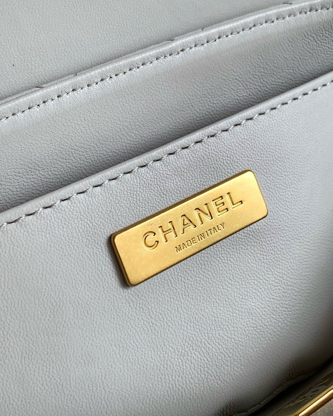 Chanel SMALL FLAP BAG WITH TOP HANDLE AS5356 light gray
