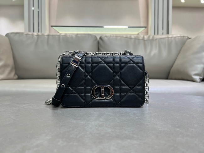 Small Soft Dior Caro Bag Macrocannage Lambskin M9252UHPA black&Black hardware