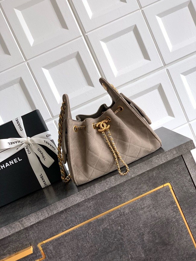 CHANEL 25 MINI HANDBAG Suede AS5631 gray