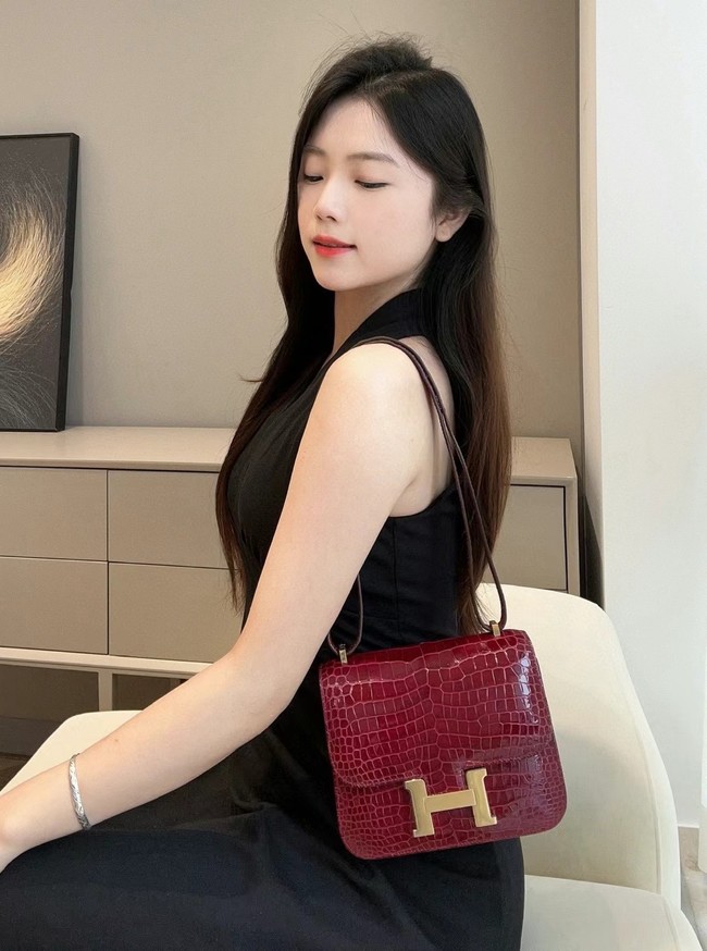 Hermes Constance Bag Nile crocodile leather 2701 burgundy