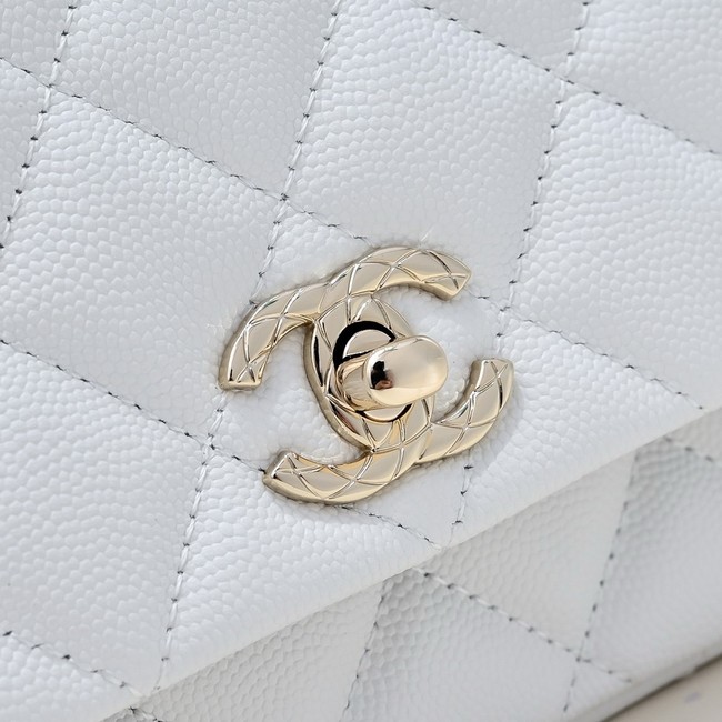 Chanel MINI FLAP BAG CLUTCH WITH CHAIN Gold-Tone Metal AS4591 white