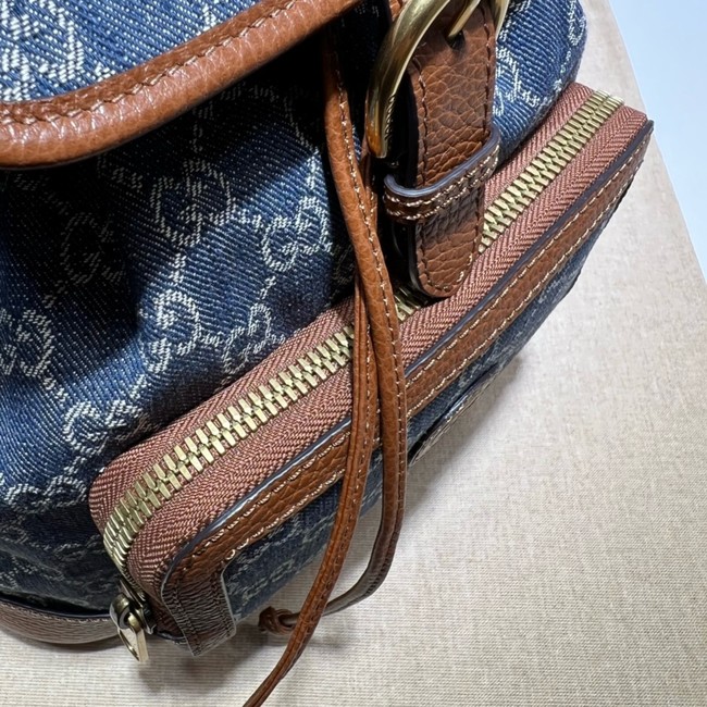GUCCI Denim BACKPACK WITH INTERLOCKING G 674147 blue