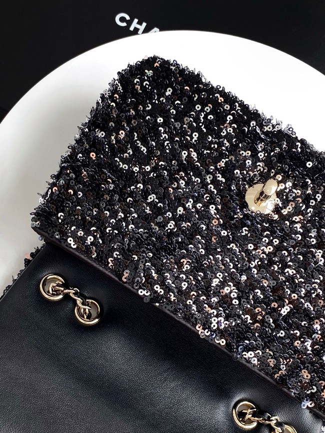 Chanel Fringed Sequins Flap Bag AS4561 black