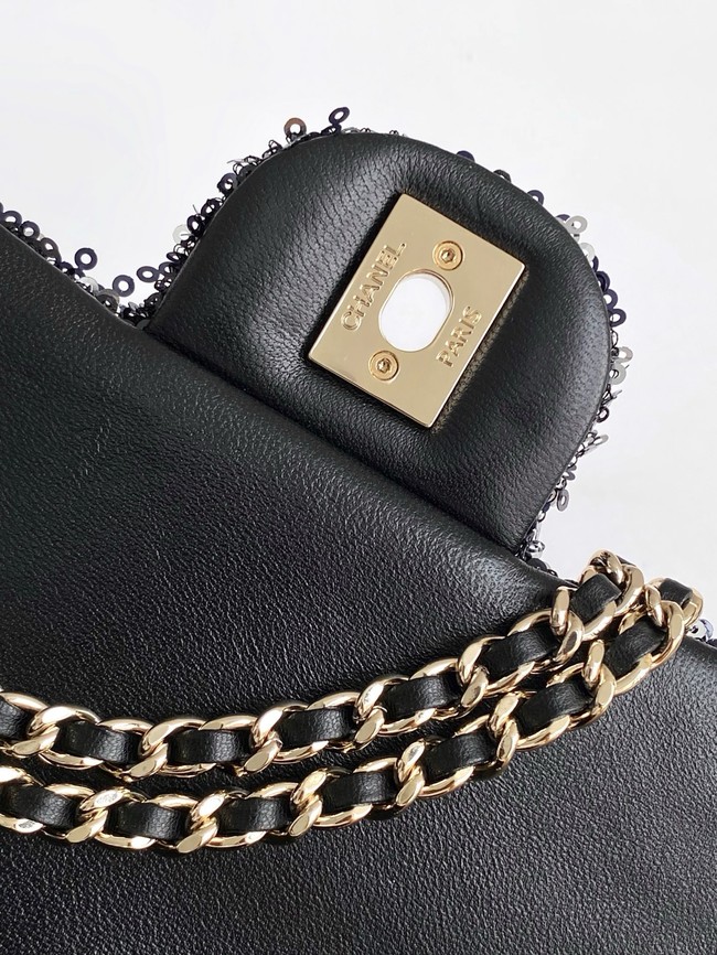 Chanel Fringed Sequins Flap Bag AS4561 black