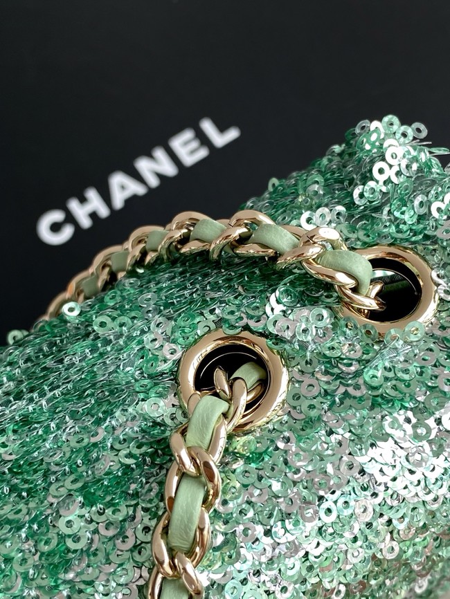 Chanel Fringed Sequins Flap Bag AS4561 green