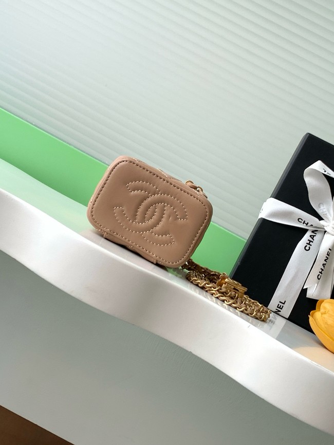 CHANEL Lambskin Small Vanity with Chain AP3941 Light tan