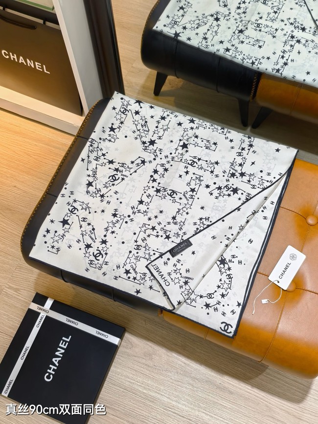 Chanel 90 Square Scarf Silk Twill KY155