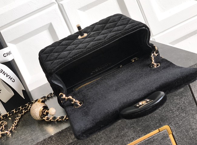 Chanel Mini Classic Handbag velvet AS1786 black