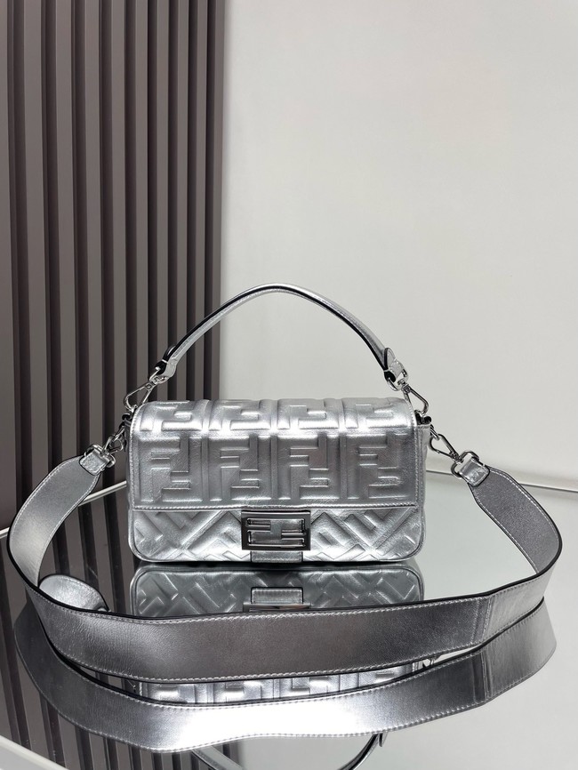 Fendi Baguette Medium Bag 8BR600 Silver