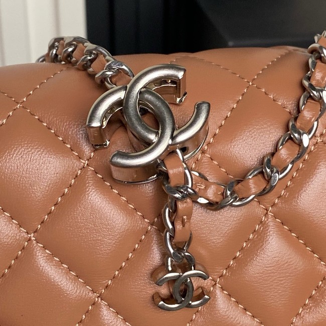 CHANEL Mini Flap Bag AS5758 Camel&Silver Metal