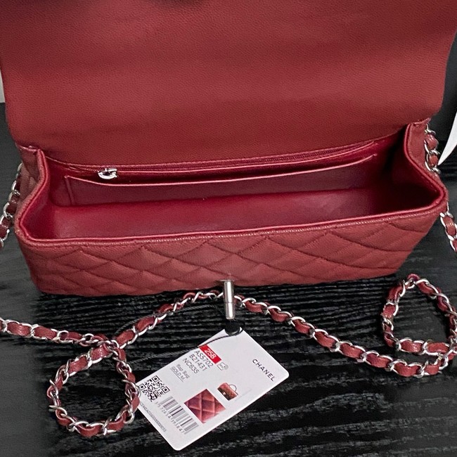 CHANEL Mini Flap Bag with Top Handle AS5702 red&Silver Metal