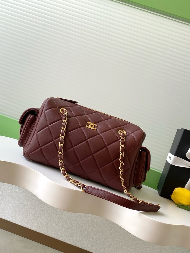 Chanel Lambskin Small Bowling Bag AS5792 burgundy