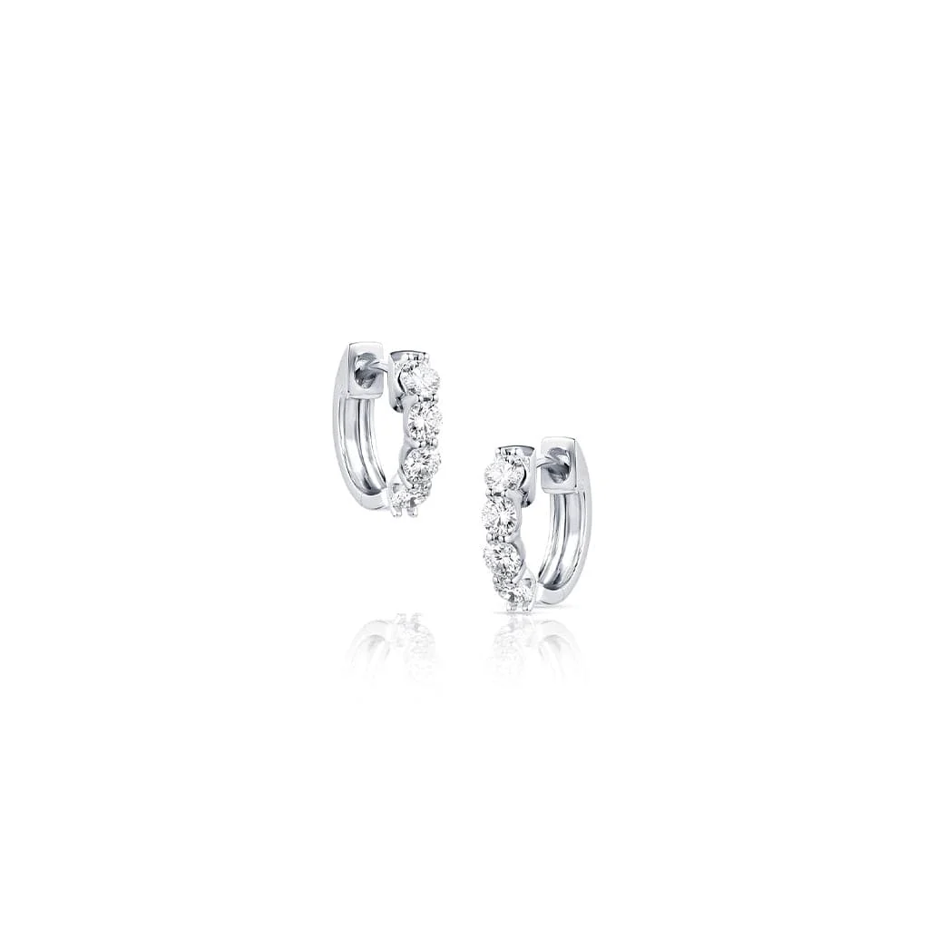 18kt White Gold 0.70ctw Diamond Small Huggie Earrings