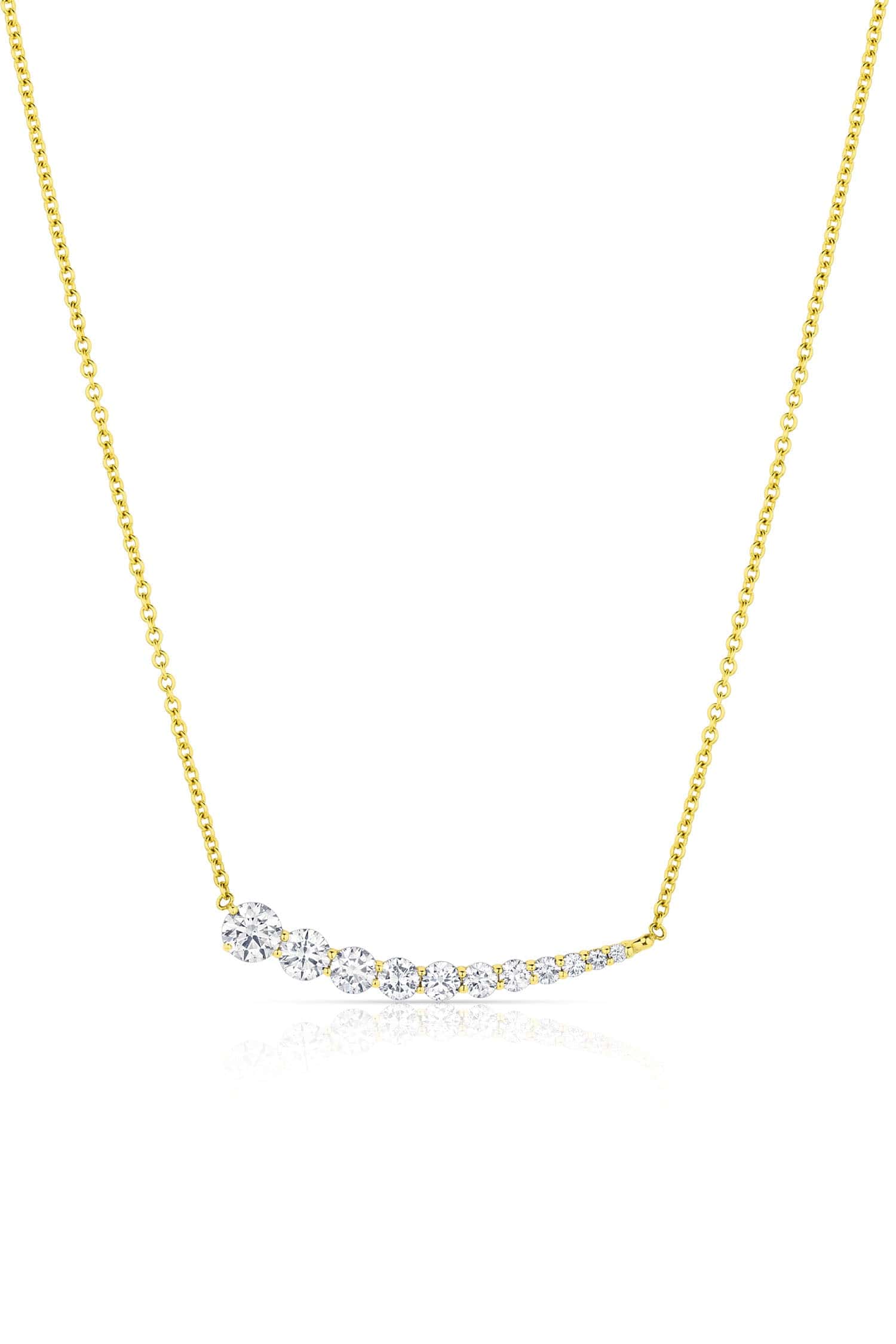 18K Yellow Gold Graduated Diamond Drop Necklace