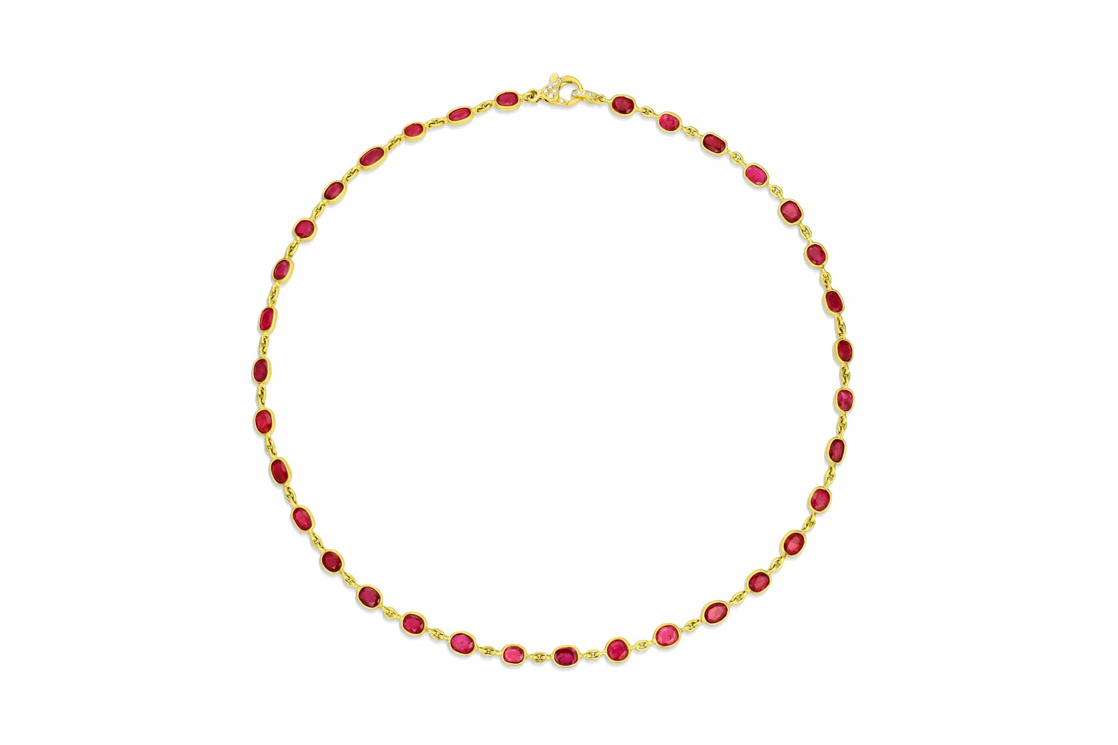 Rivière 18K Yellow Gold Ruby & Diamond Choker Necklace