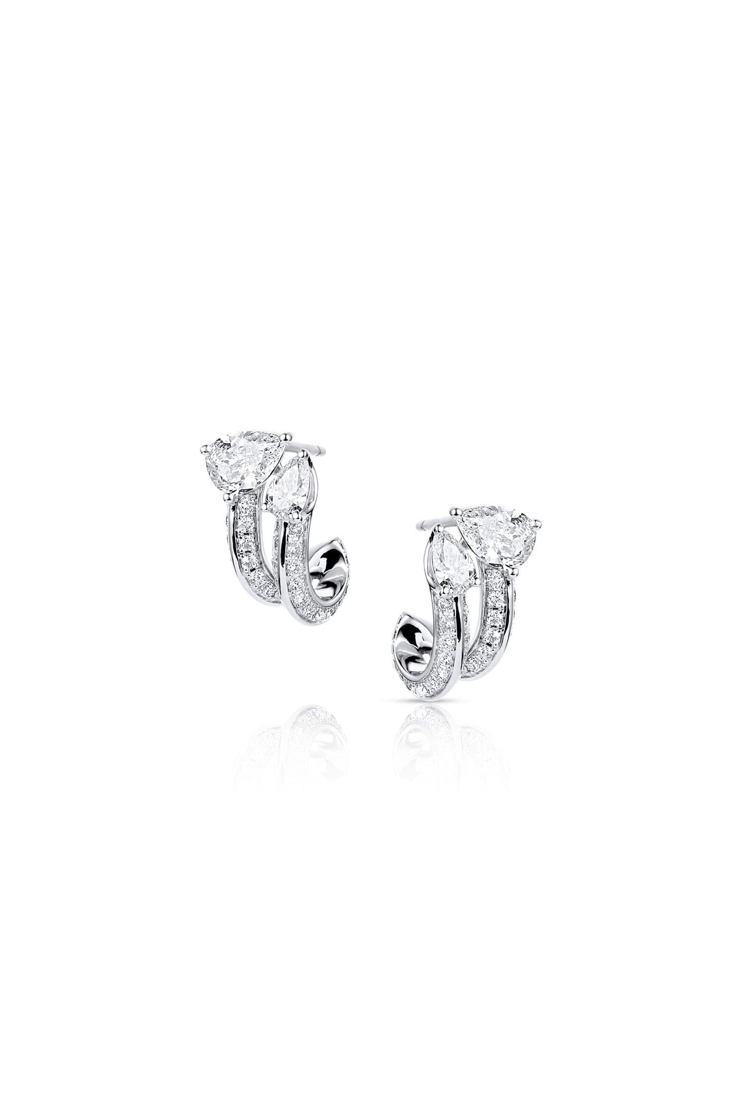 Salavetti 18K White Gold Diamond J-Hoop Earrings