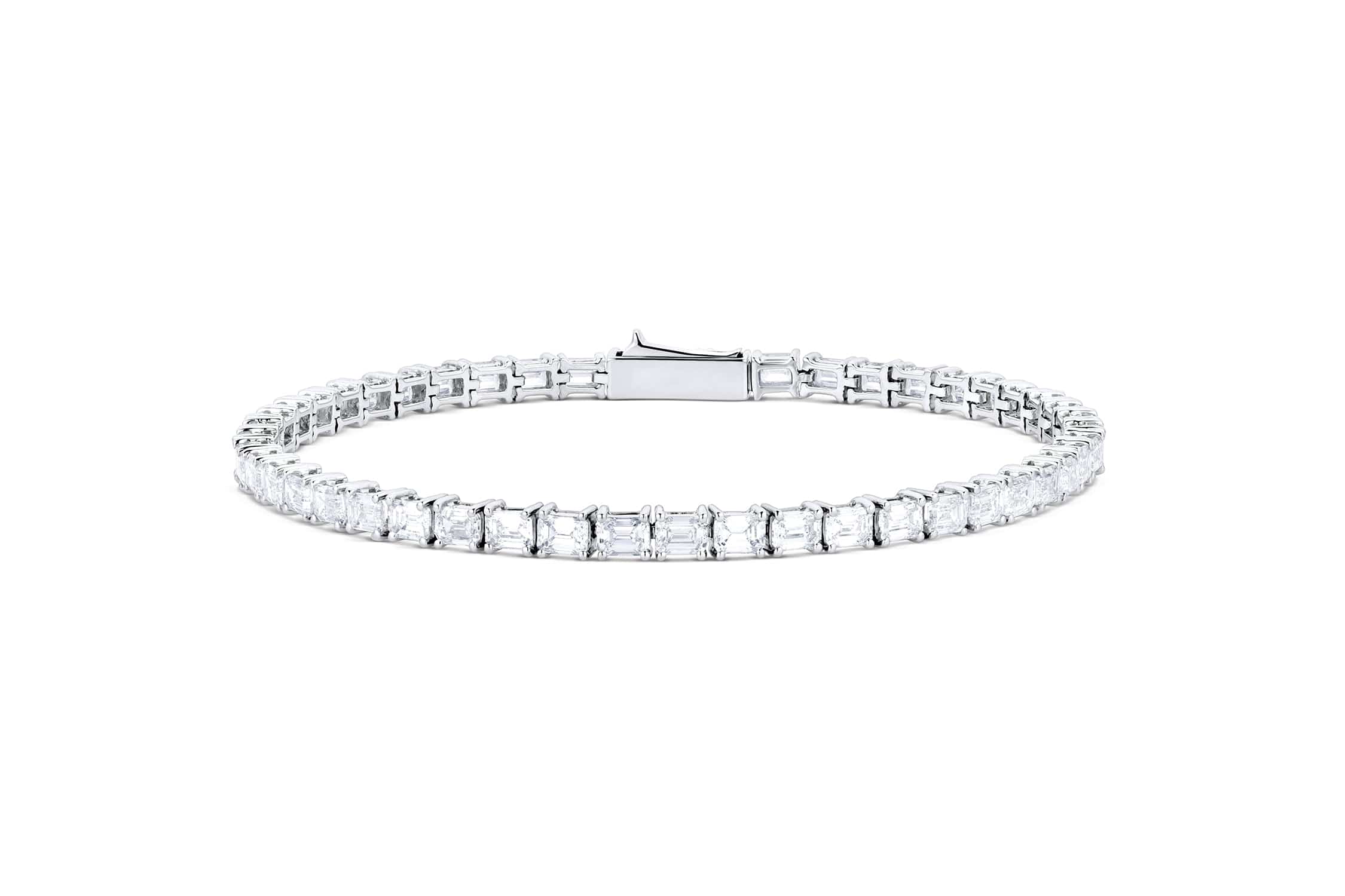 White Gold Emerald Cut Diamond Tennis Bracelet $28,490