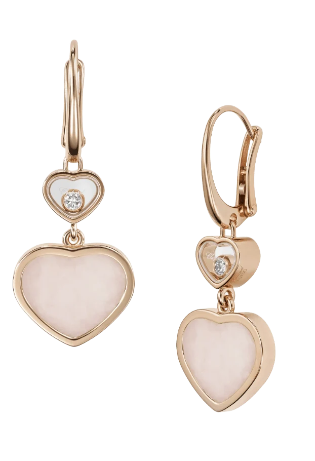 Happy Hearts Drop Earrings Pink Opal