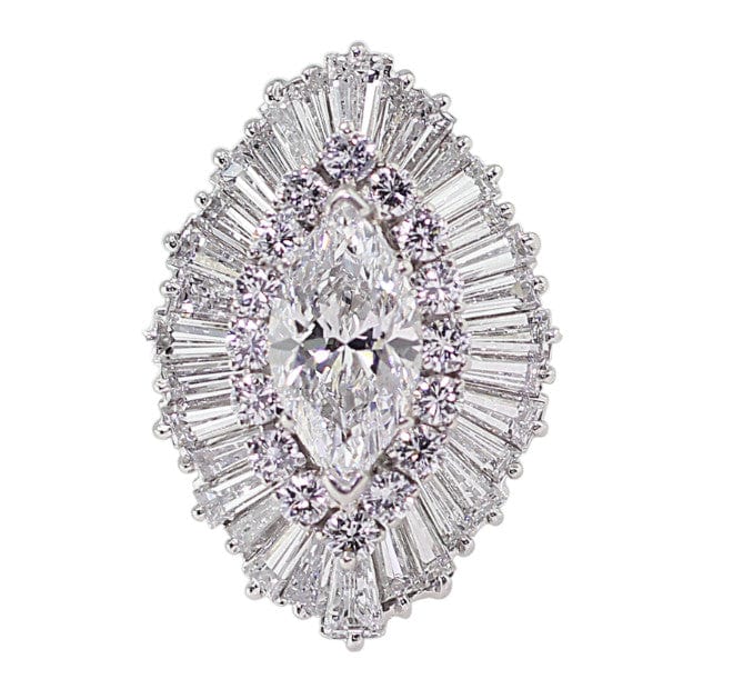 Platinum 2ct Marquise Diamond Ballerina Ring