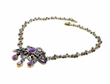 Estate Victorian Silver Diamond Amethyst Necklace  Earrings
