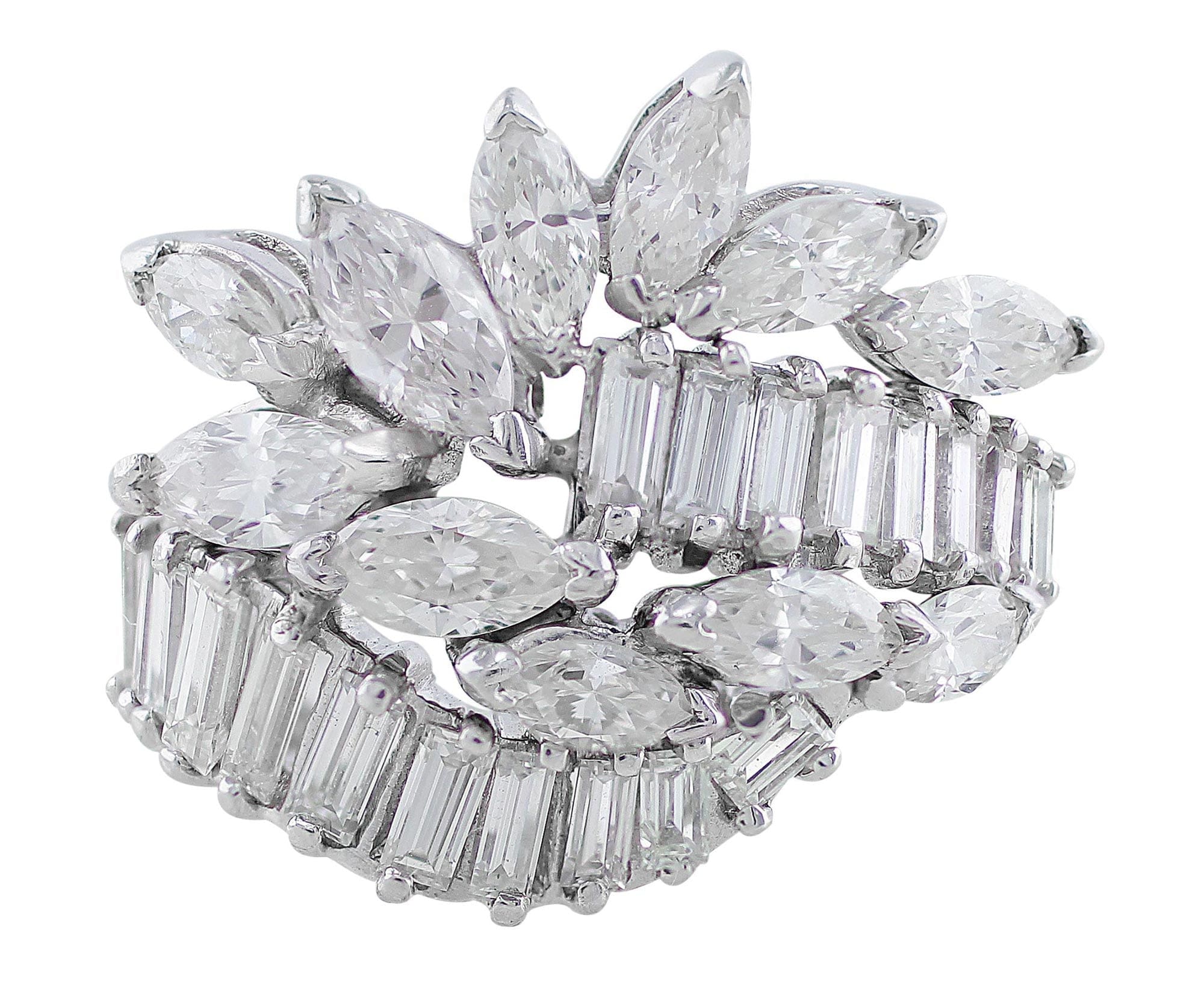 Platinum Baguette and Marquise Diamond Ring