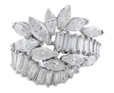 Estate Baguette and Marquise Diamond Platinum Ring
