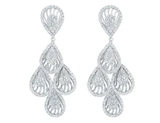 Cascading Diamond Tear Drop Motif Chandelier Earrings