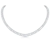 Estate 18k White Gold 37.26ctw Graduated Emerald-Cut Diamond Necklace