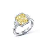 Platinum 3.15 ct Fancy Yellow Princess Diamond Ring, GIA Certified