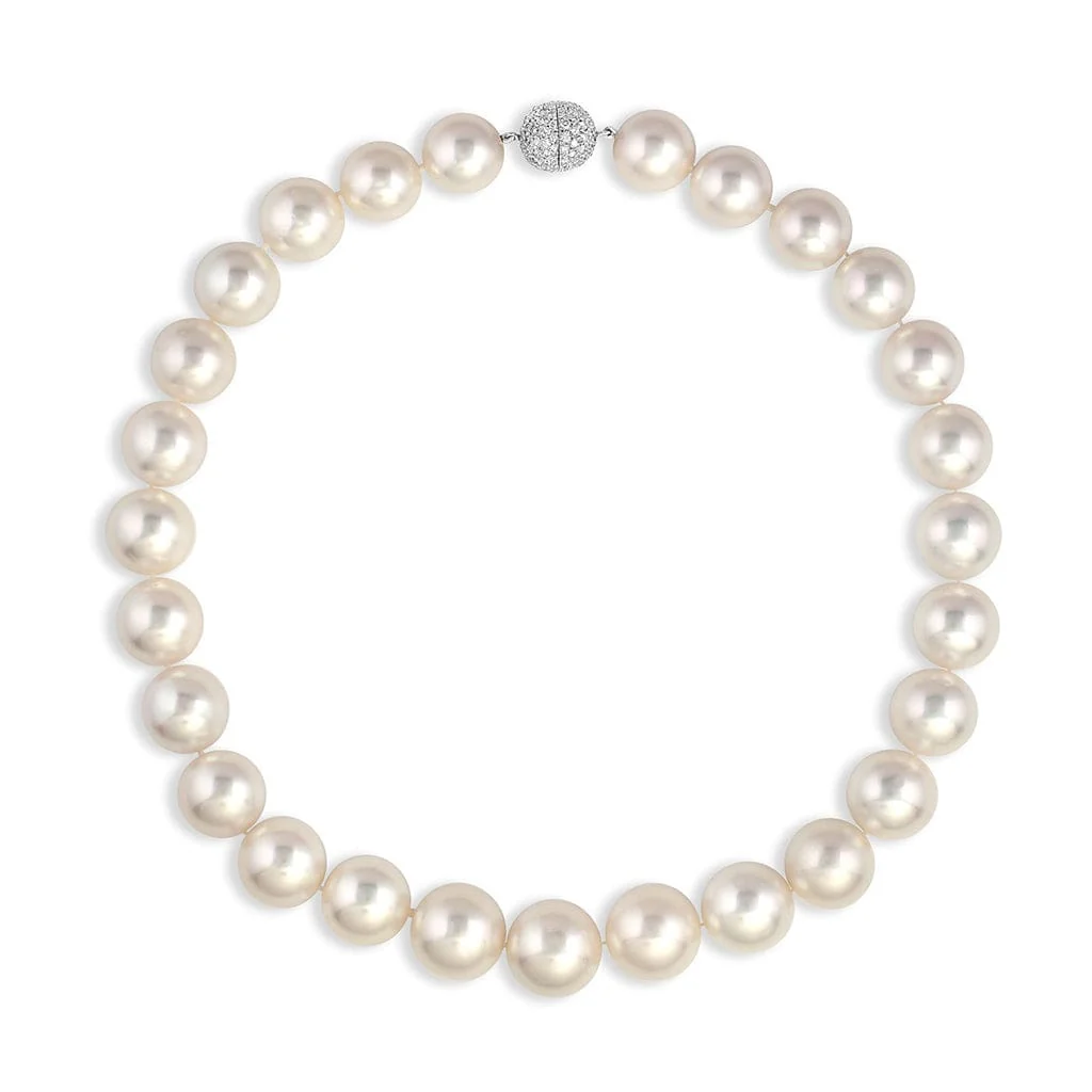 Platinum 15mm - 17.5mm South Sea Pearl Diamond Necklace