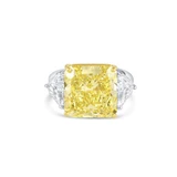 Platinum 18K Yellow Gold 10ct Fancy Yellow Diamond Ring, GIA Certified