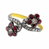 1890s Antique Flower Diamond Ruby Ring