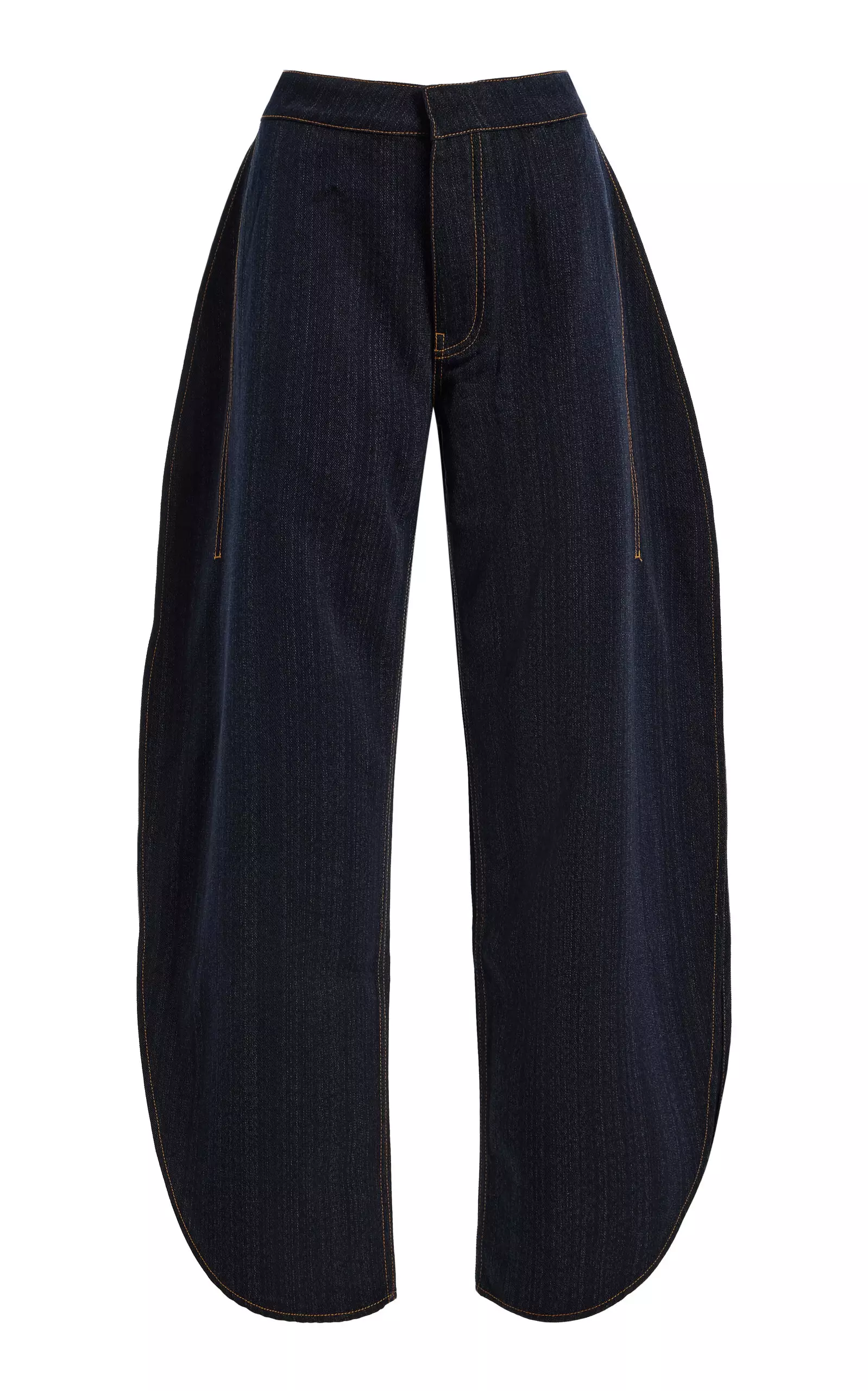 High-Rise Wool Barrel-Leg Pants
